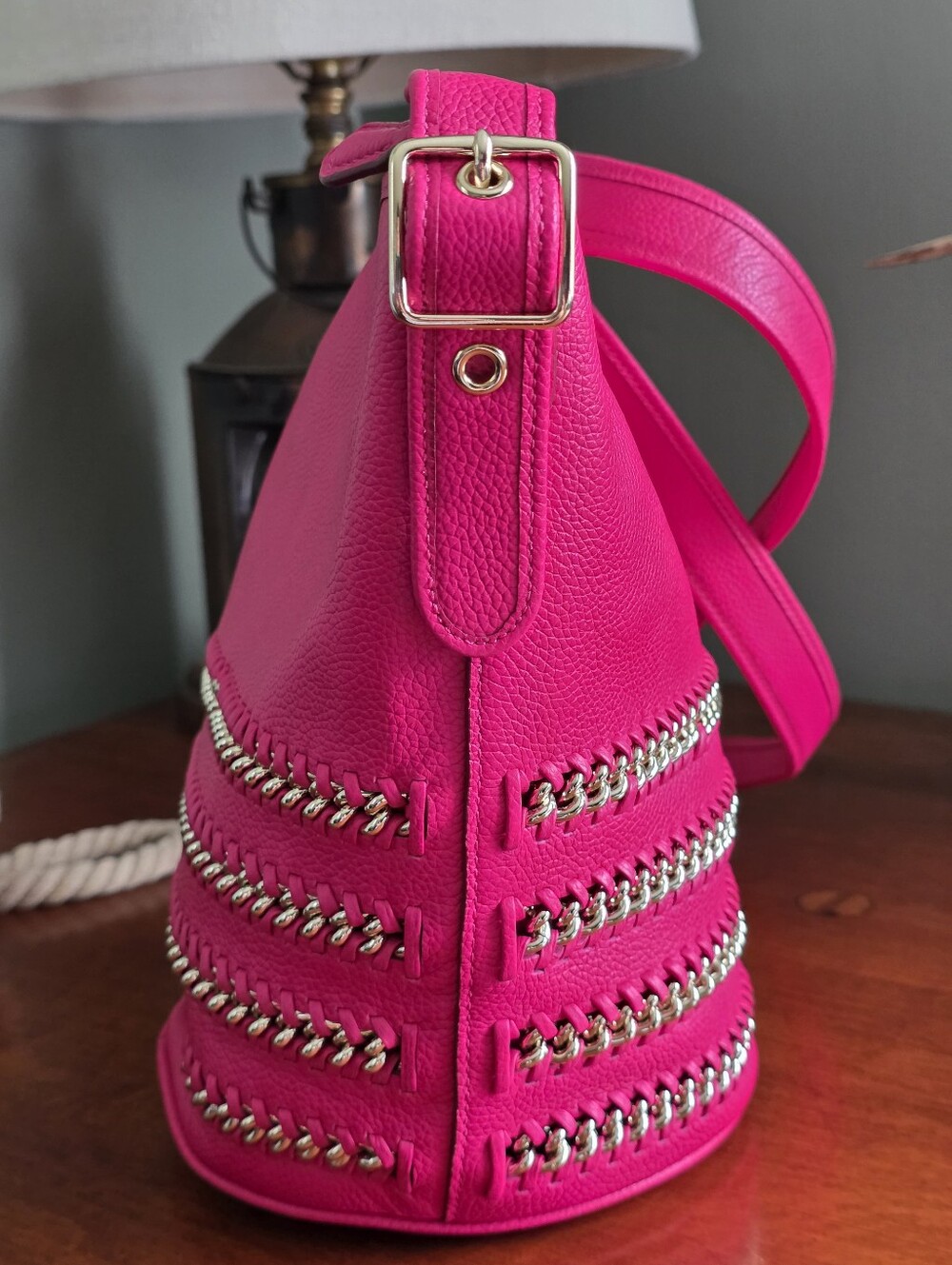 Coach 35373 Whiplash Mini Duffle Pink Ruby Leather Bucket Bag - Picture 4 of 16